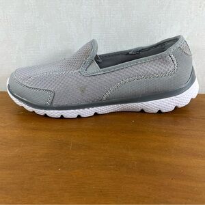 Cool Wave Memory Foam Comfort Slip On Sneakers Gray Moccasins for Women
